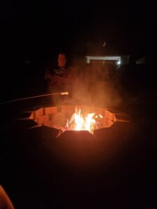 Fire pit taken at night while roasting marshmallows