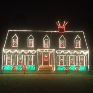 Christmas lights made into a house